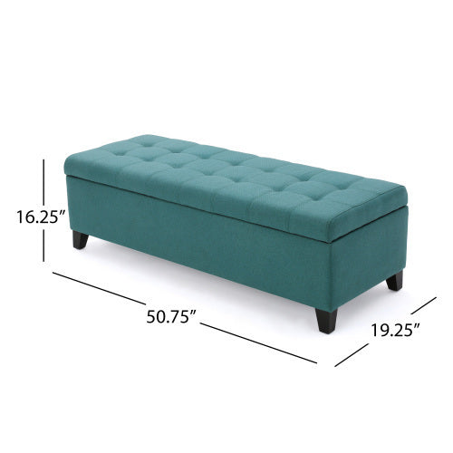 Maddison 50" Upholstered Storage Bench, Teal