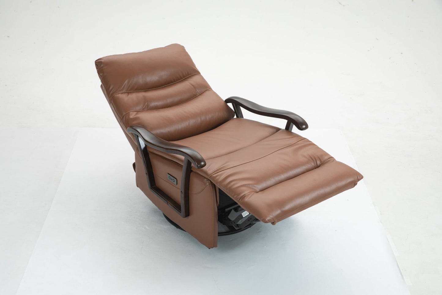 Priska PU Leather Power Rocker Recliner with Solid Wood Arms, Orange