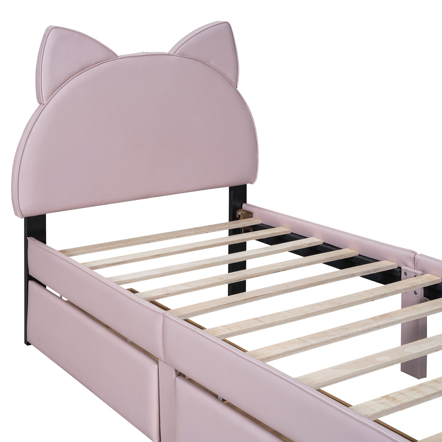 Brandy Twin Size Platform Bed with Cartoon Ears - Pink