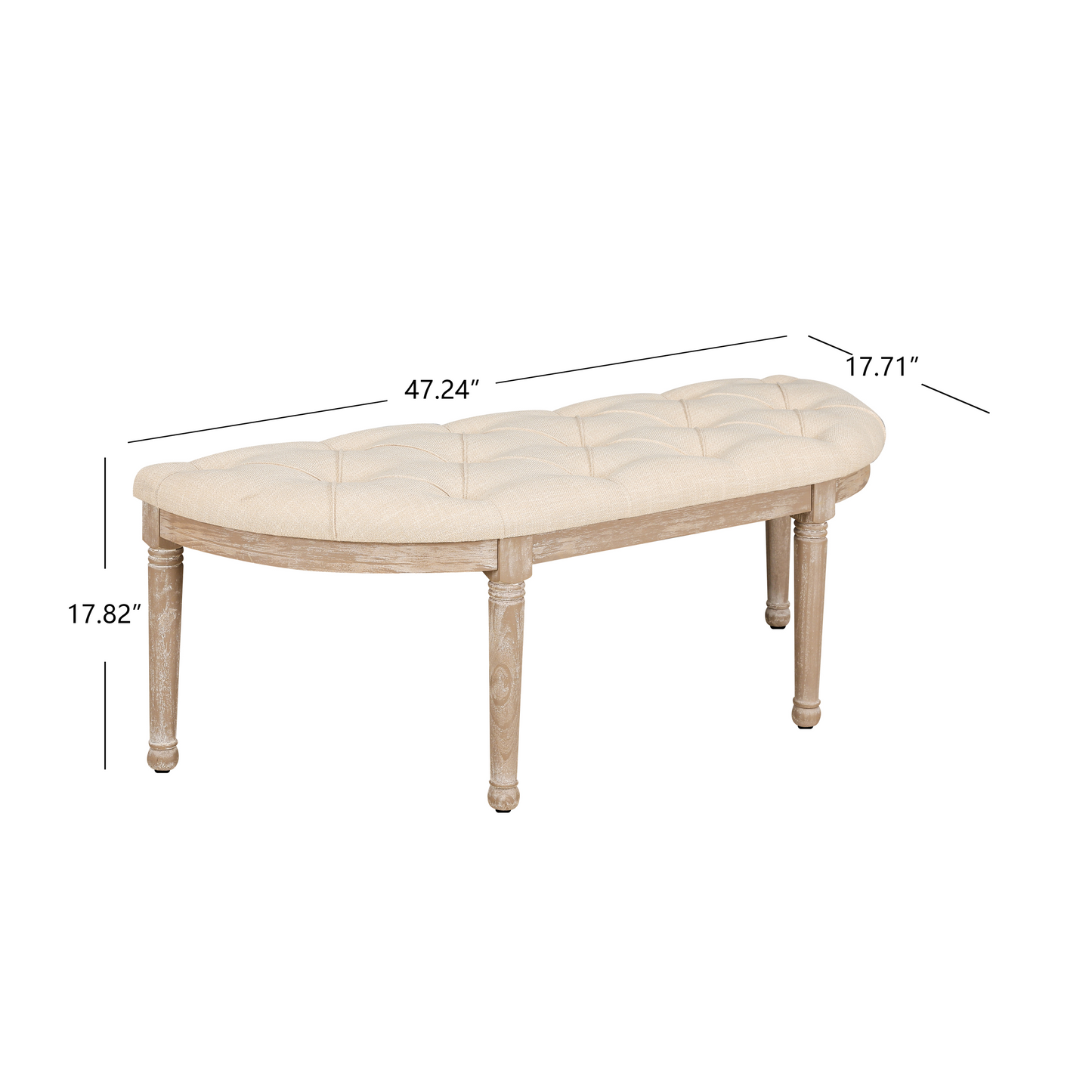 Merrick 48" Semi-Circle Entryway Bench in Beige & Natural