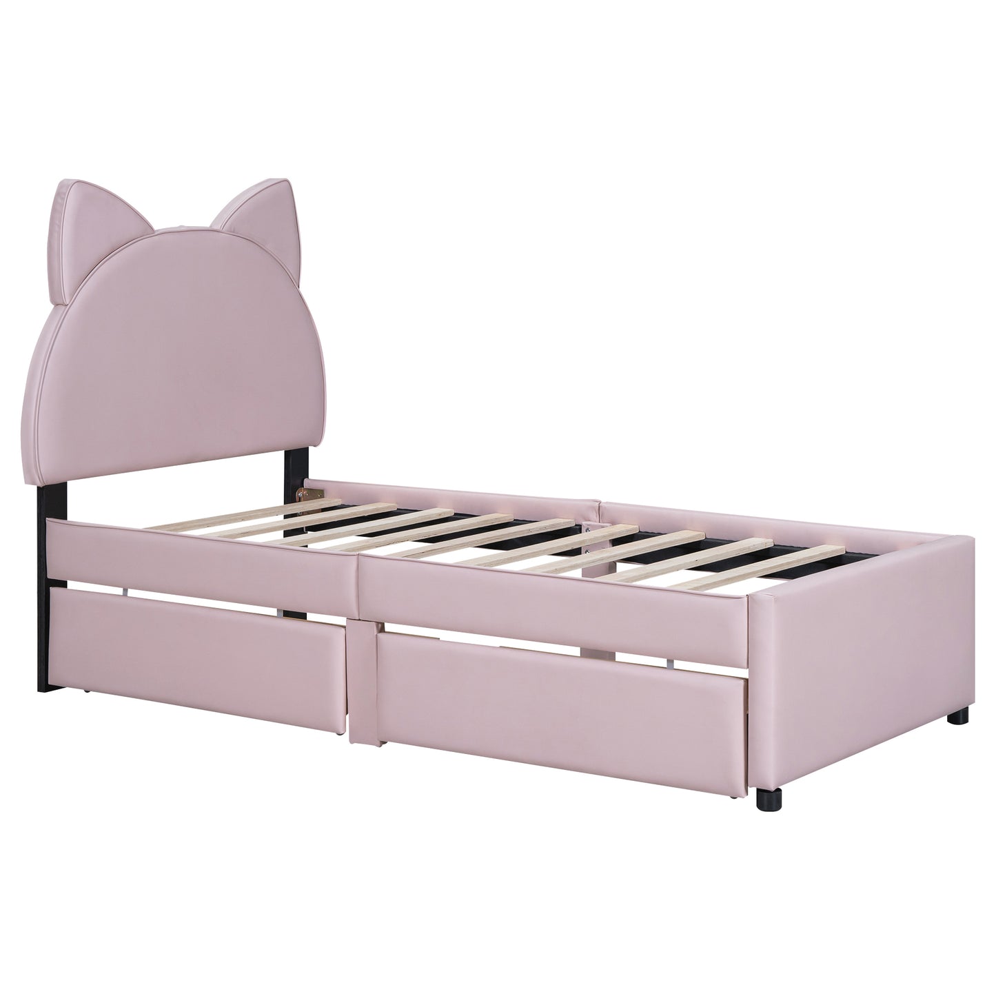 Brandy Twin Size Platform Bed with Cartoon Ears - Pink