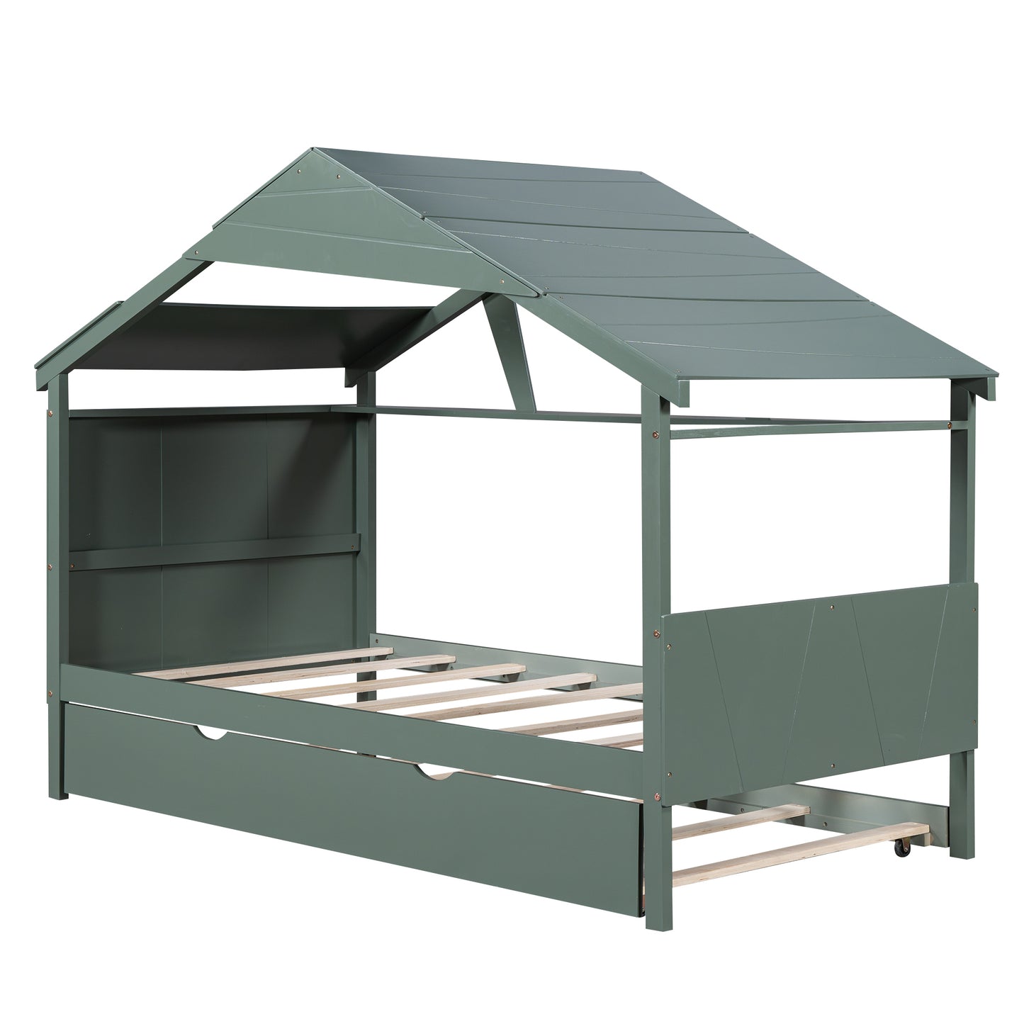Allison Twin House Bed & Trundle - Green
