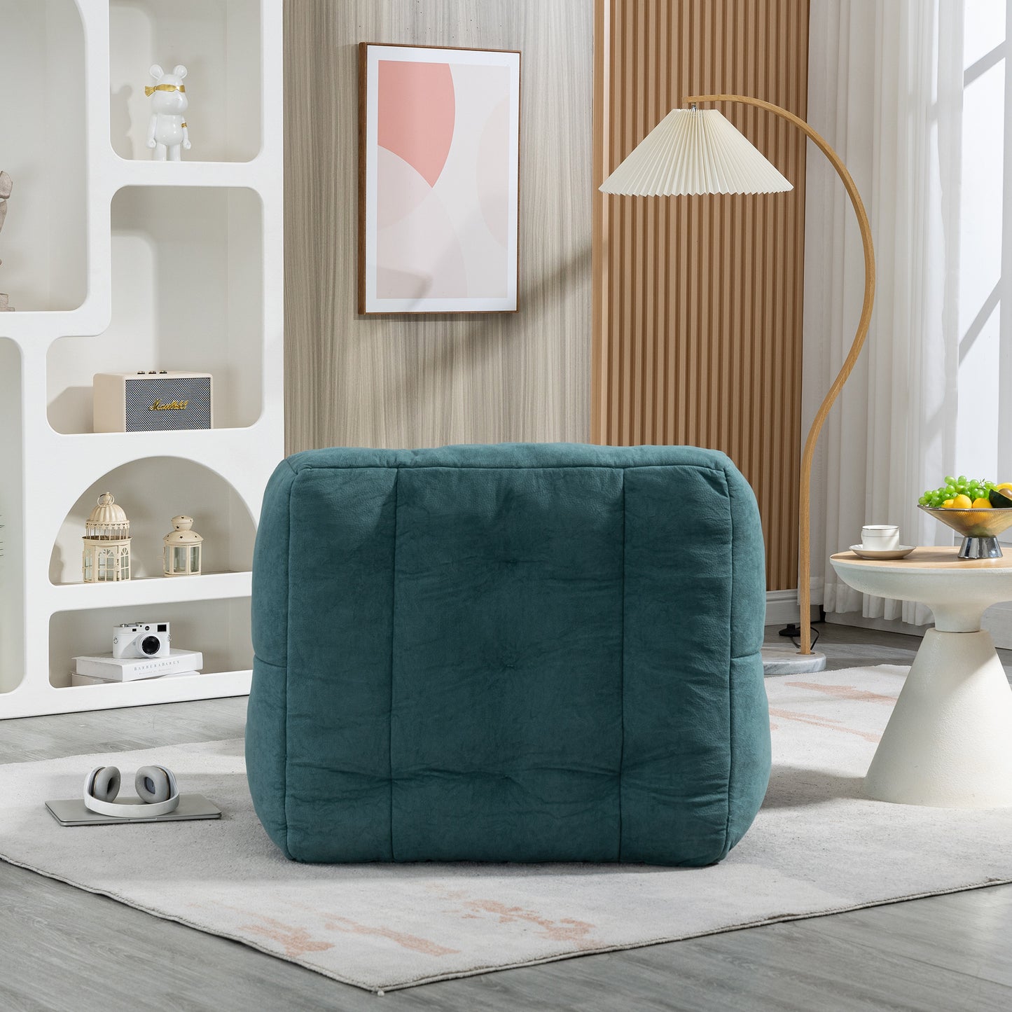 Halston 2-Piece Velvet Bean Bag Chair & Ottoman, Green