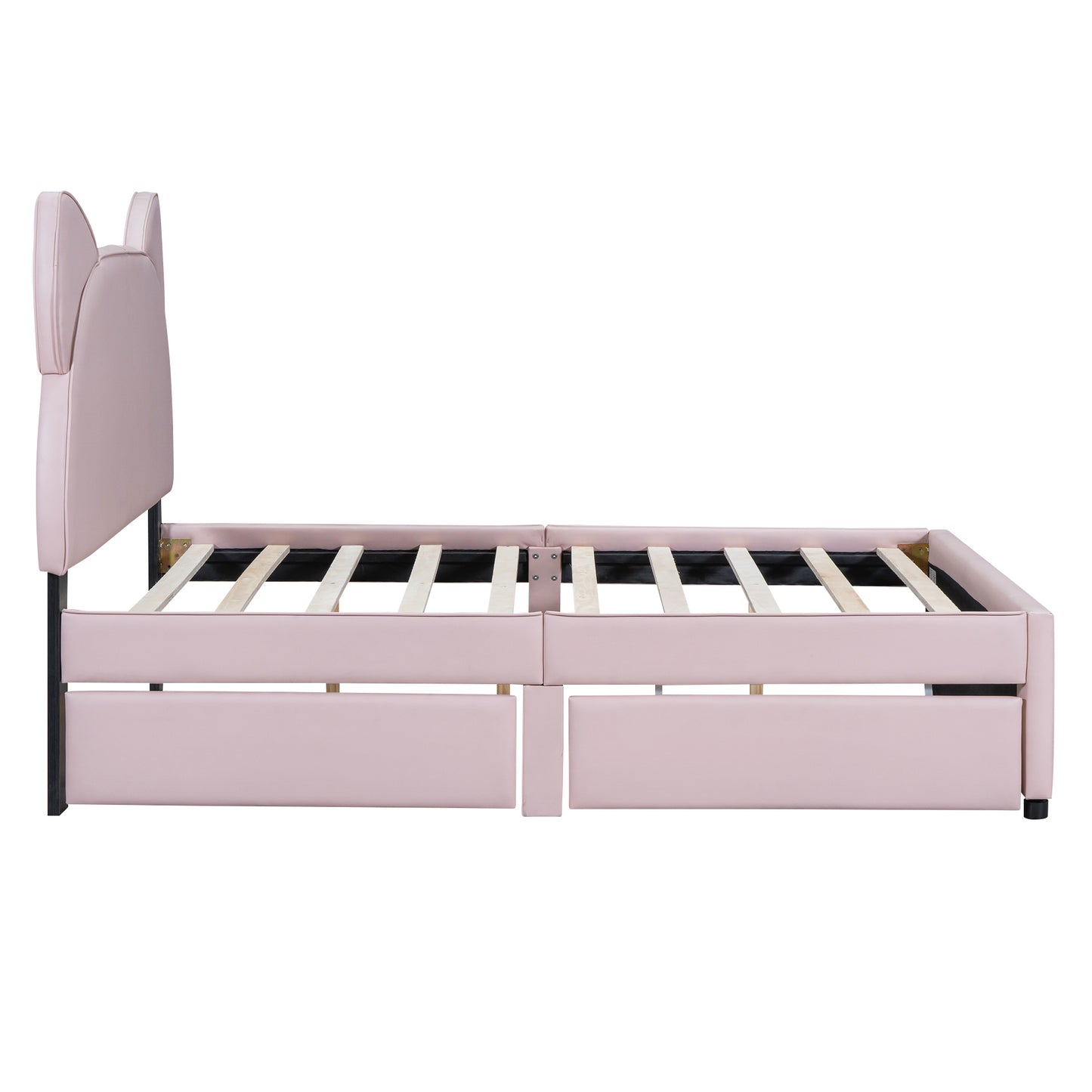 Brandy Full Size Platform Bed with Cartoon Ears - Pink