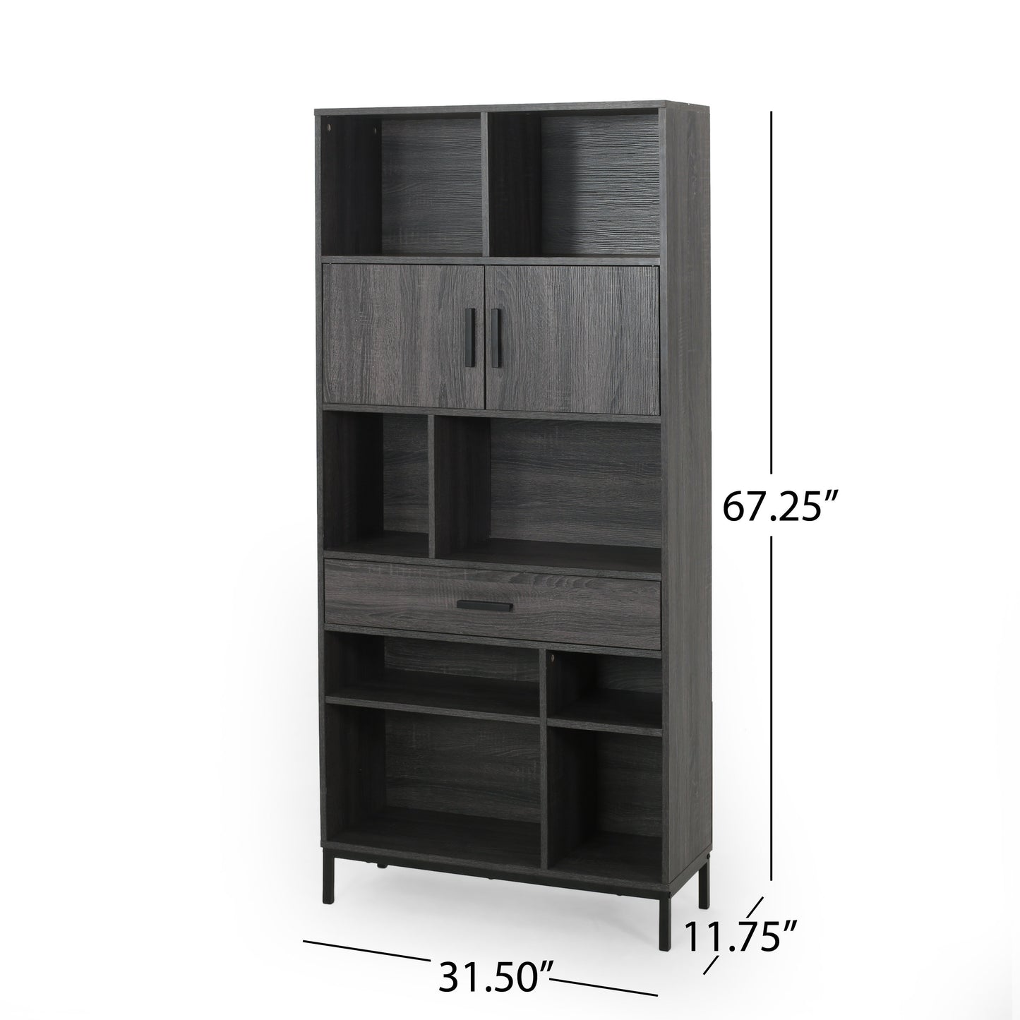 Blaire Modern Gray Oak Finish Bookshelf