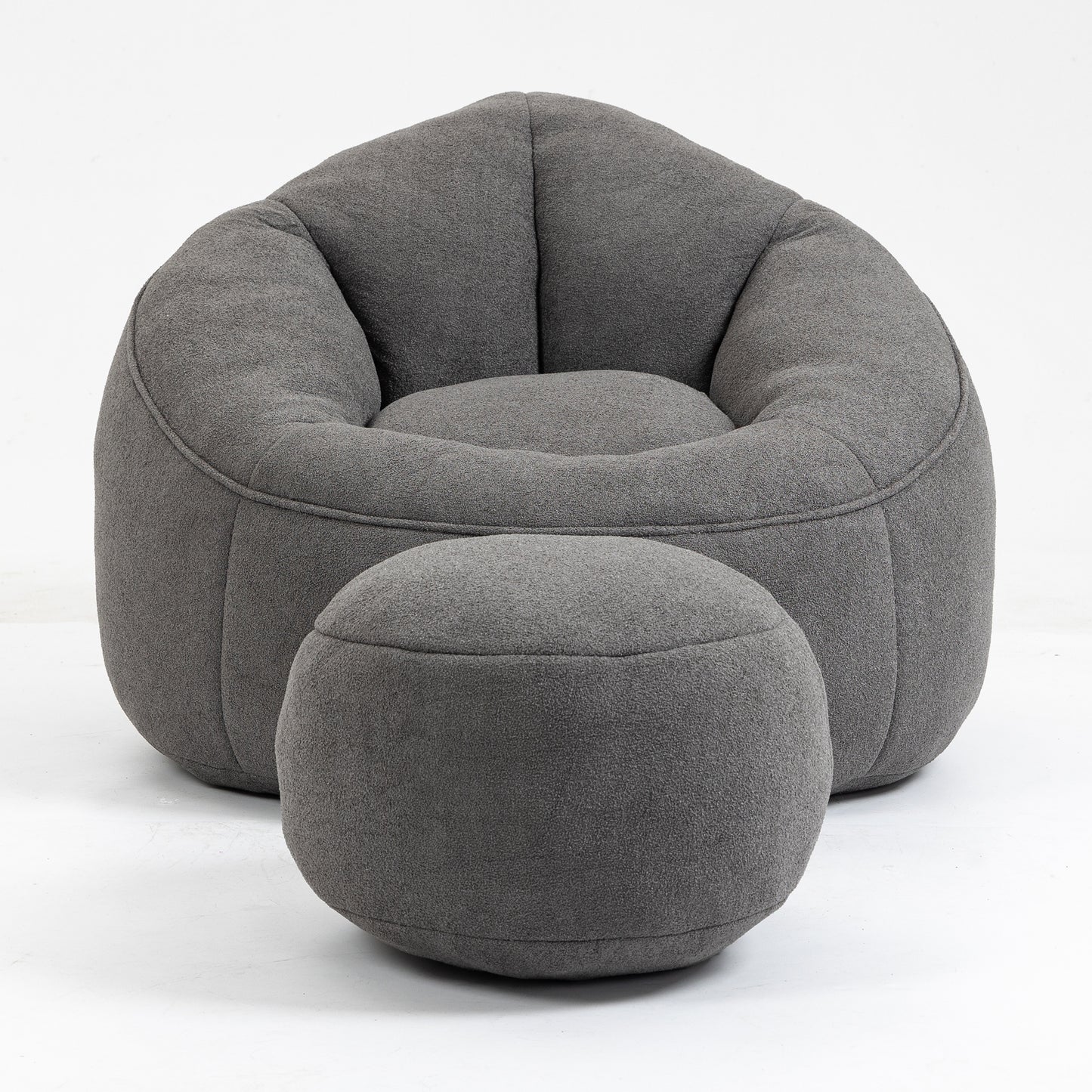 Fox 2-Piece Microfiber Beanbag Chair & Ottoman, Gray