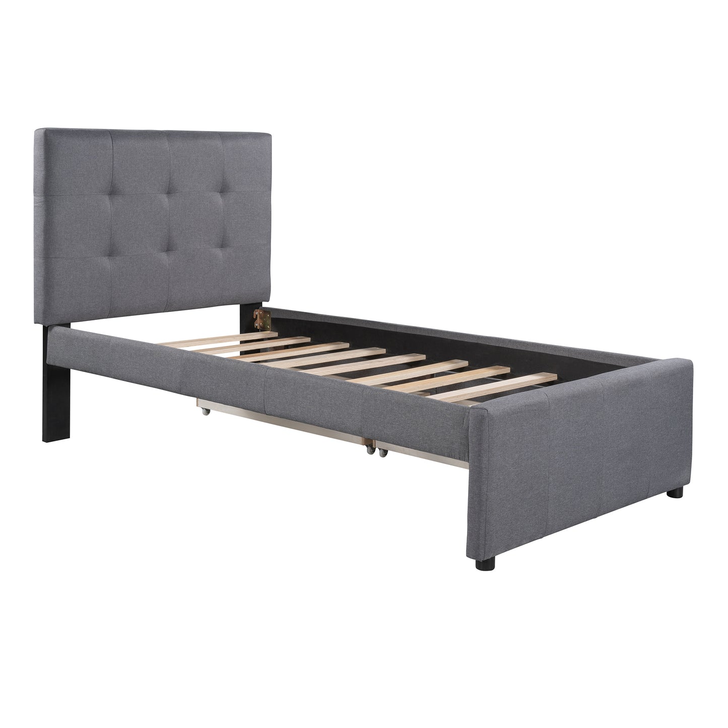 Linda Twin Platform Bed with 2 Storage Drawers - Gray