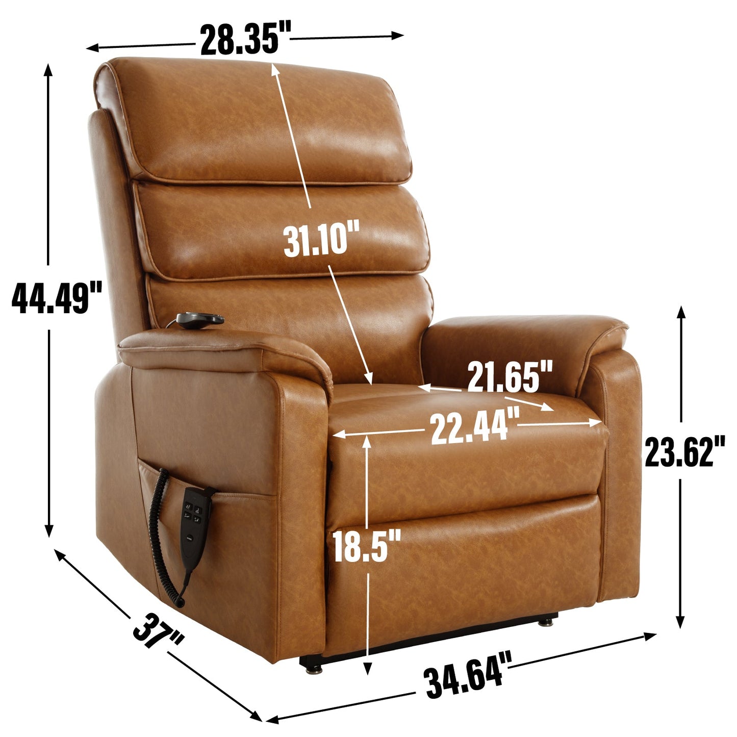 Maris Faux Leather Power Lift Recliner with Massage, Brown