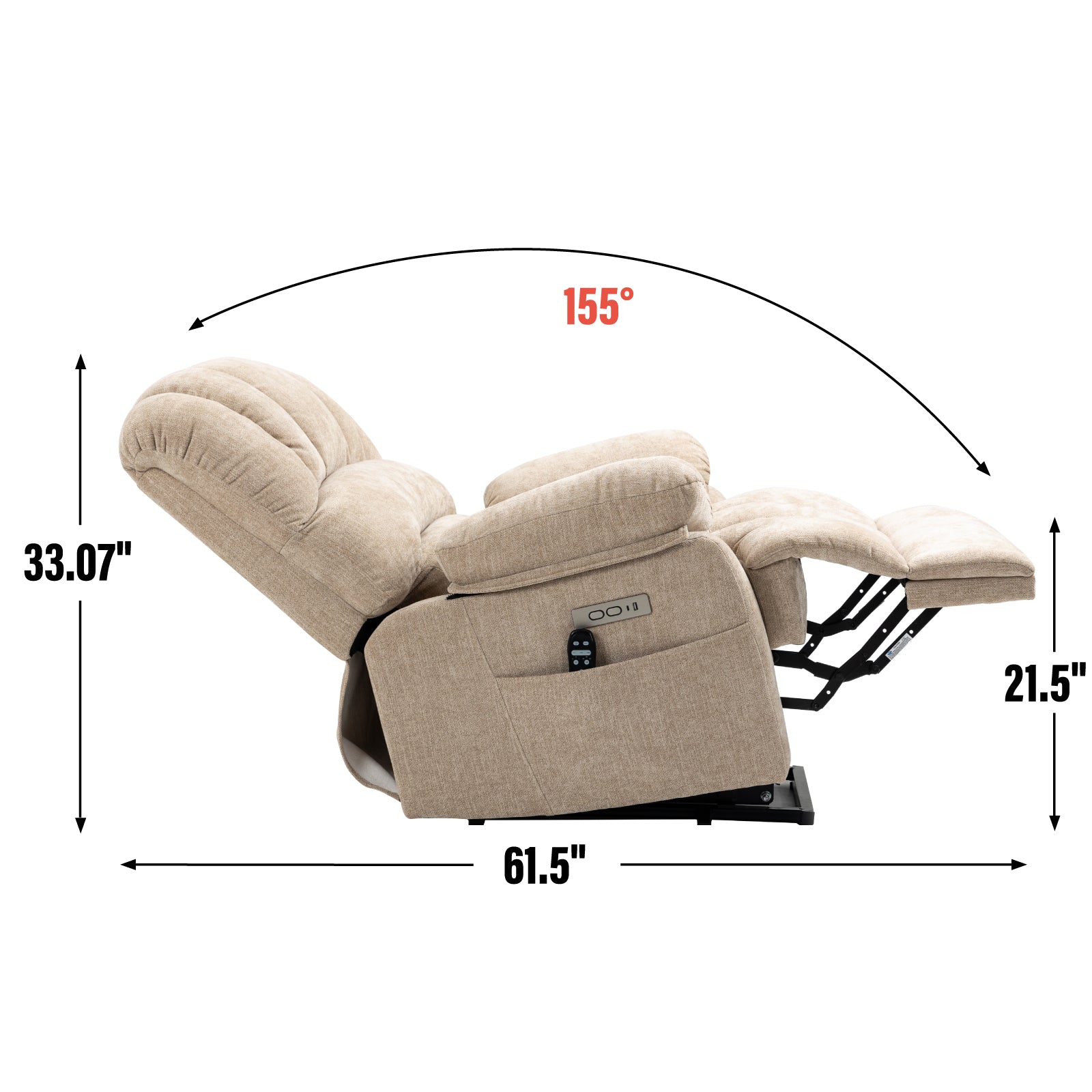 Maddison Beige Chenille Power Lift Recliner with Massage