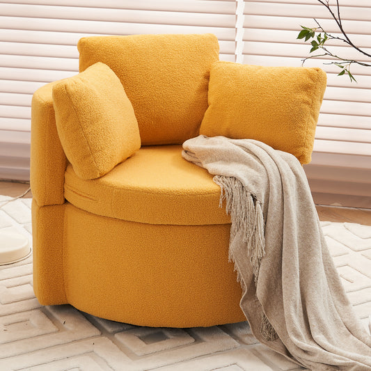 Tilly Teddy Fabric Akili Swivel Chair with Storage - Yellow