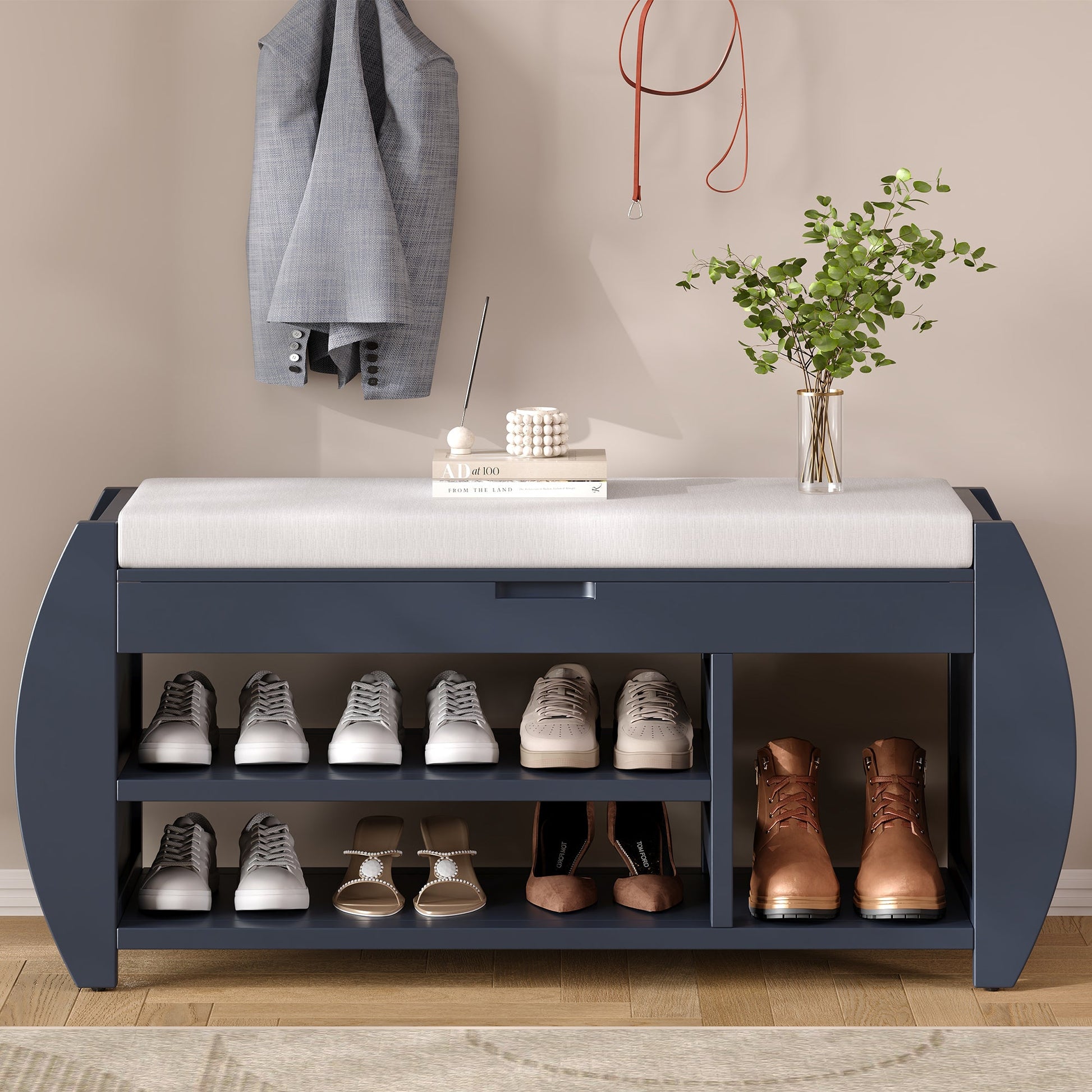 Keziah Retro Multifunctional Storage Bench, Blue