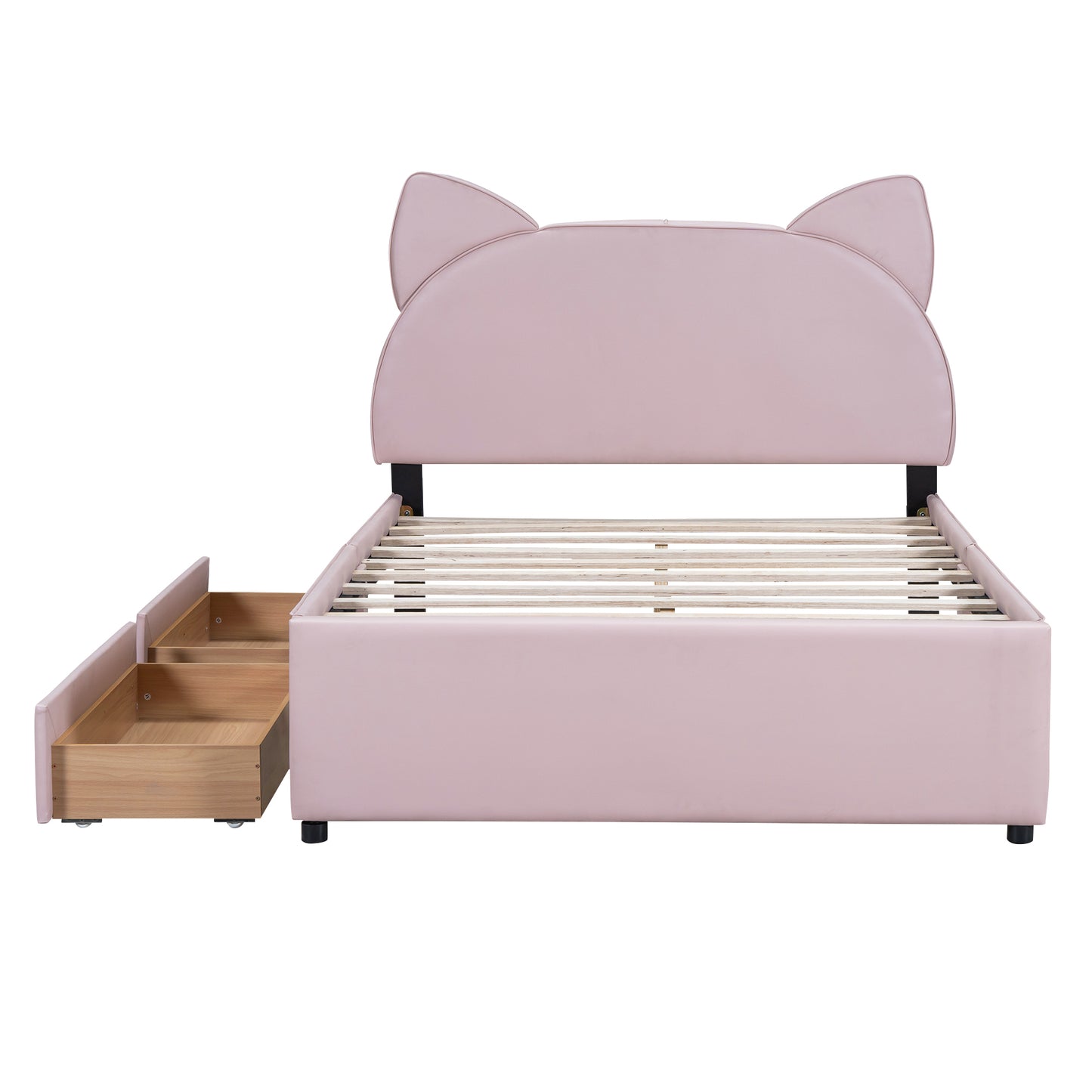 Brandy Full Size Platform Bed with Cartoon Ears - Pink