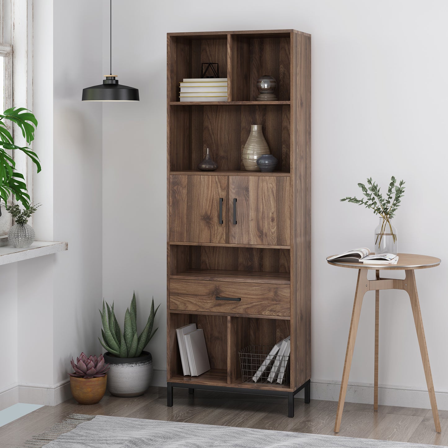 Elodi Modern Bookshelf in Weathered Walnut