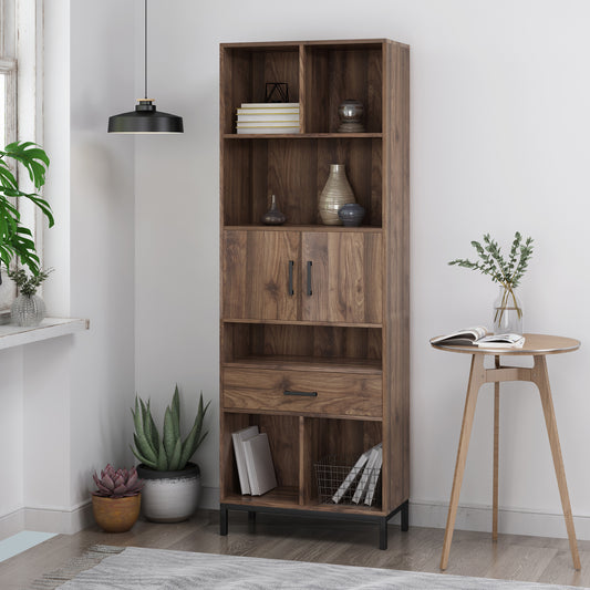 Elodi Modern Bookshelf in Weathered Walnut