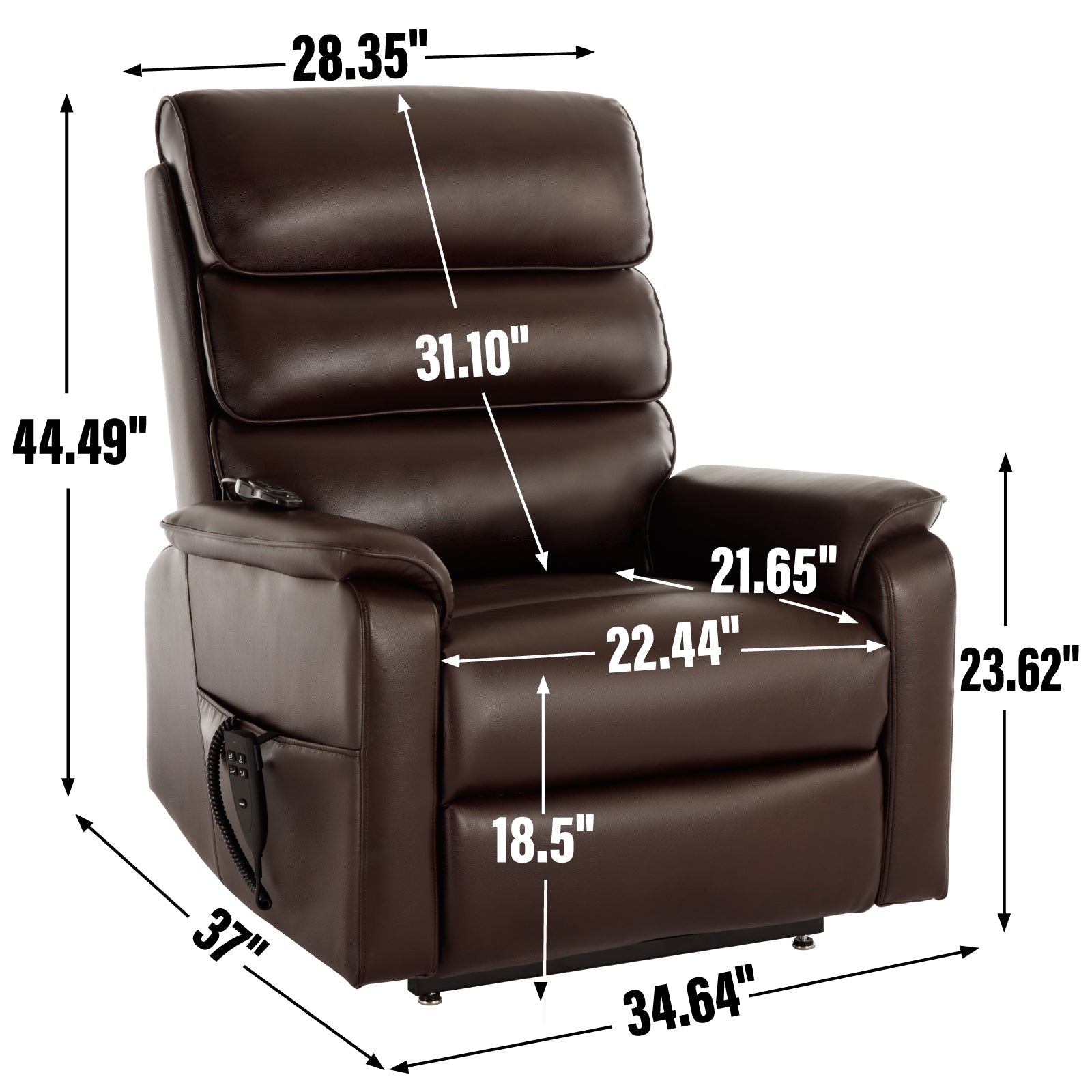 Maris Faux Leather Power Lift Recliner with Massage, Brown