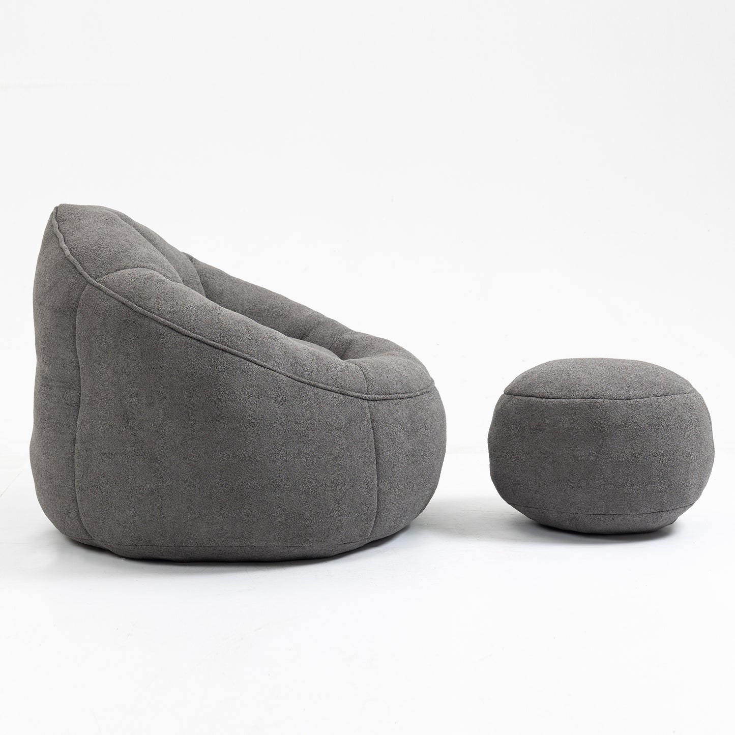 Fox 2-Piece Microfiber Beanbag Chair & Ottoman, Gray