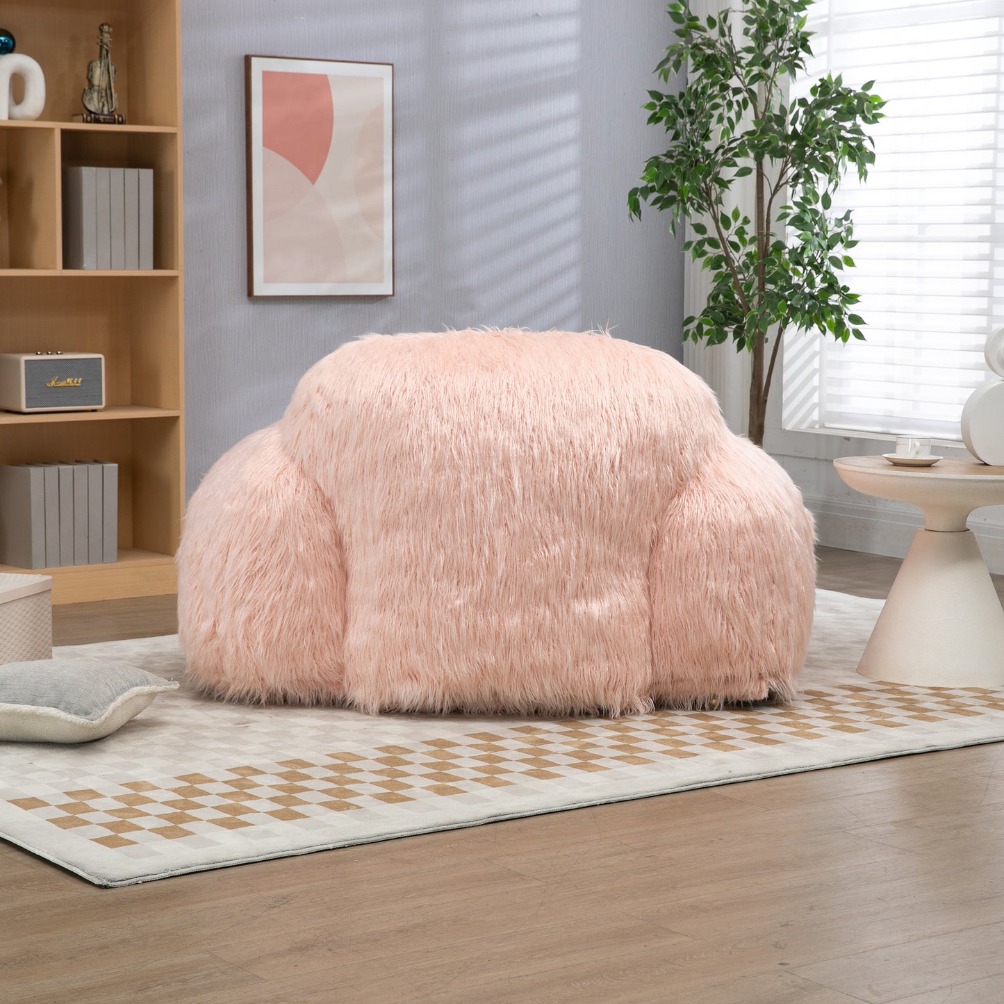 Dashiell Ultra Plush Faux Fur Beanbag Chair, Pink