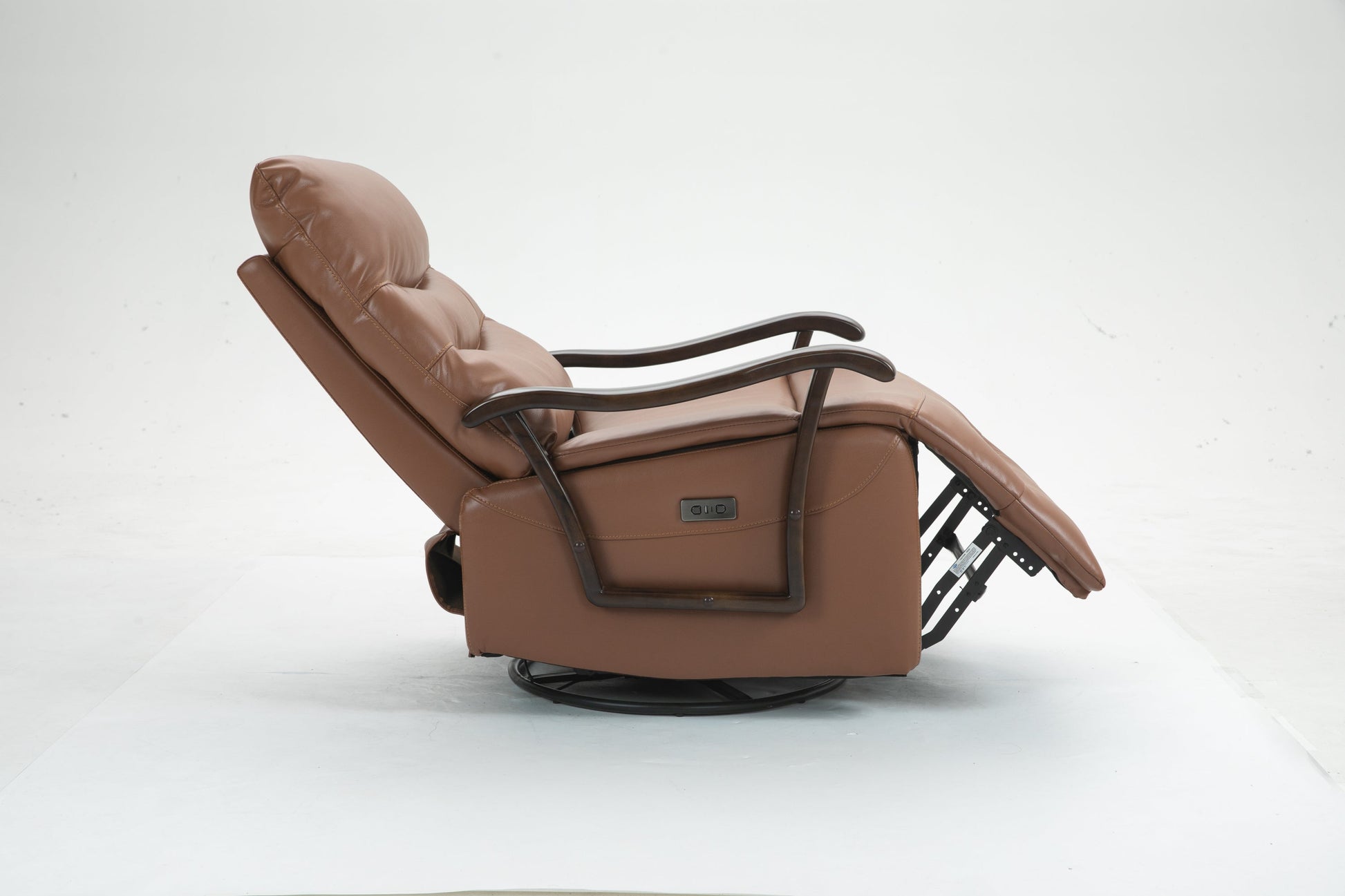 Priska PU Leather Power Rocker Recliner with Solid Wood Arms, Orange