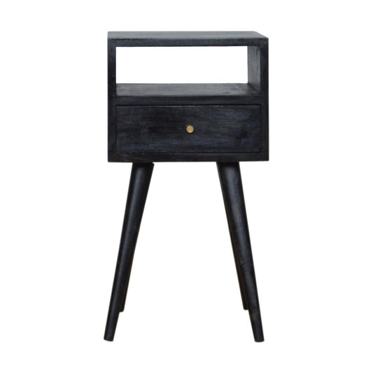 Willis Mid-Century Modern Nightstand, Ash Black