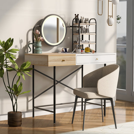 Olympia Modern Vanity Desk with 3-Mode Lights Mirror & Wireless Charging Station