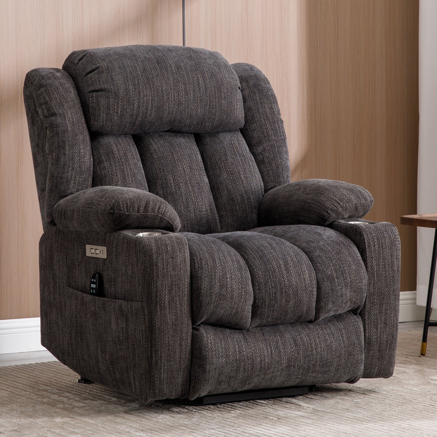 Bexley Chenille Power Lift Recliner with 8-Point Massage & Heat, Gray