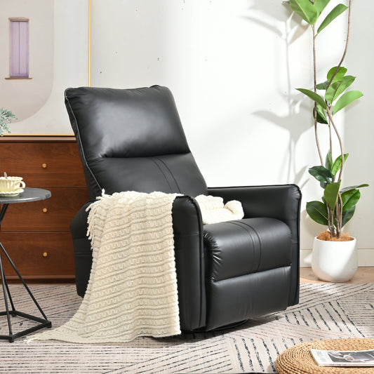 Jaxon PU Leather 360° Swivel Rocker Recliner, Black