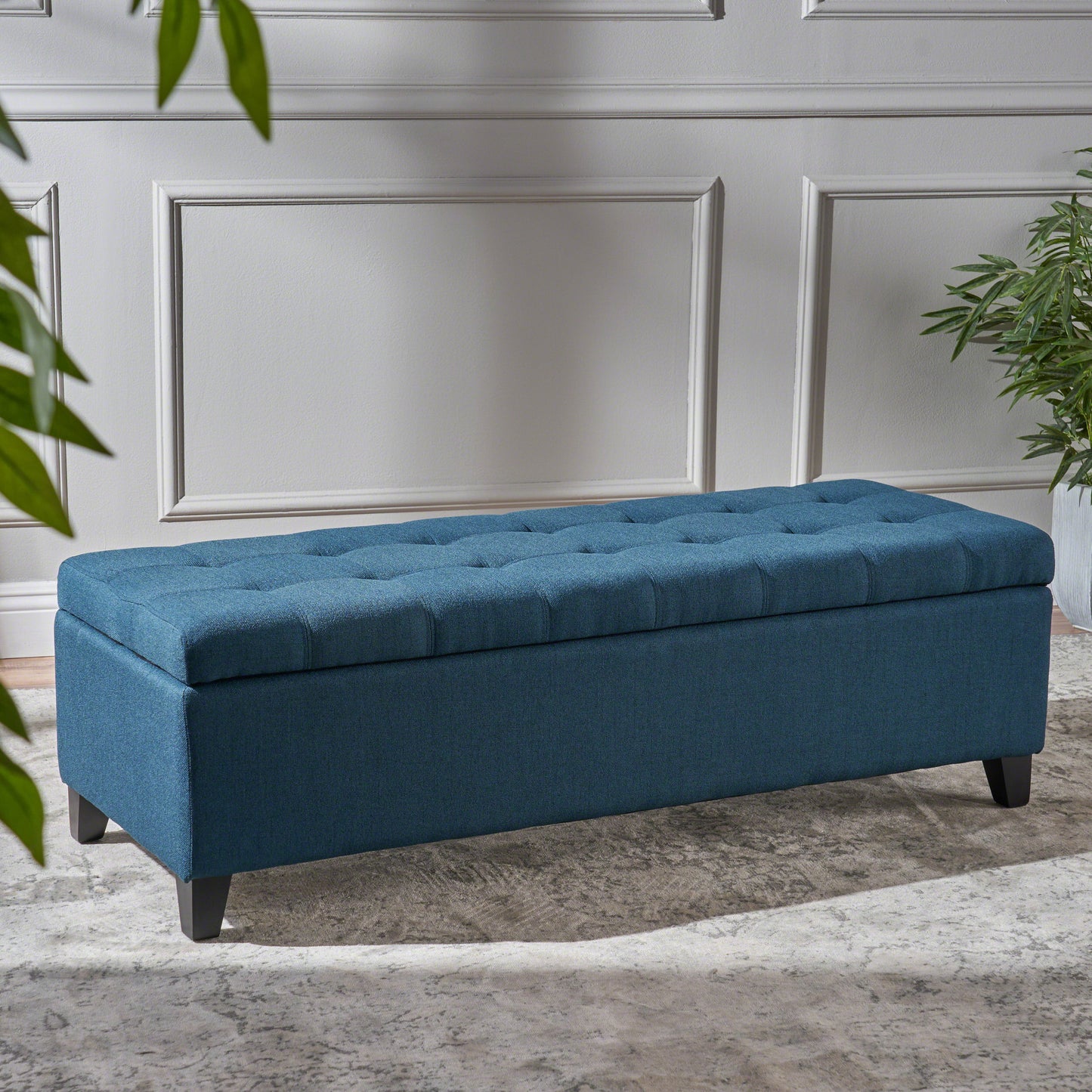 Maddison 50" Upholstered Storage Bench, Navy