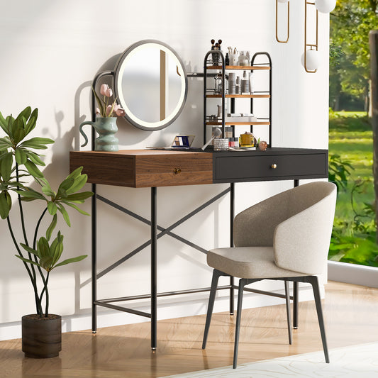 Olympia Modern Vanity Desk with 3-Mode Lights Mirror & Wireless Charging Station