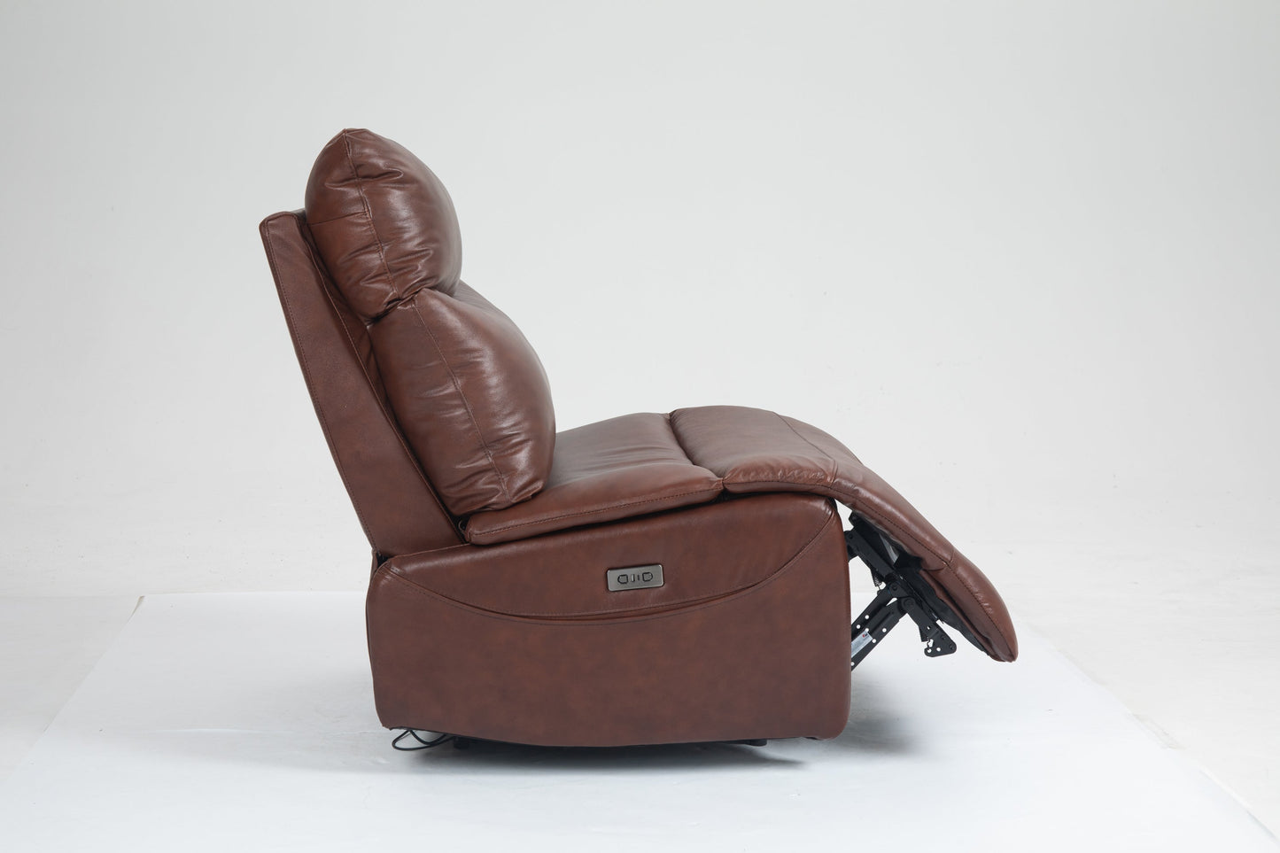 Renata Genuine Leather Armless Power Recliner, Brown