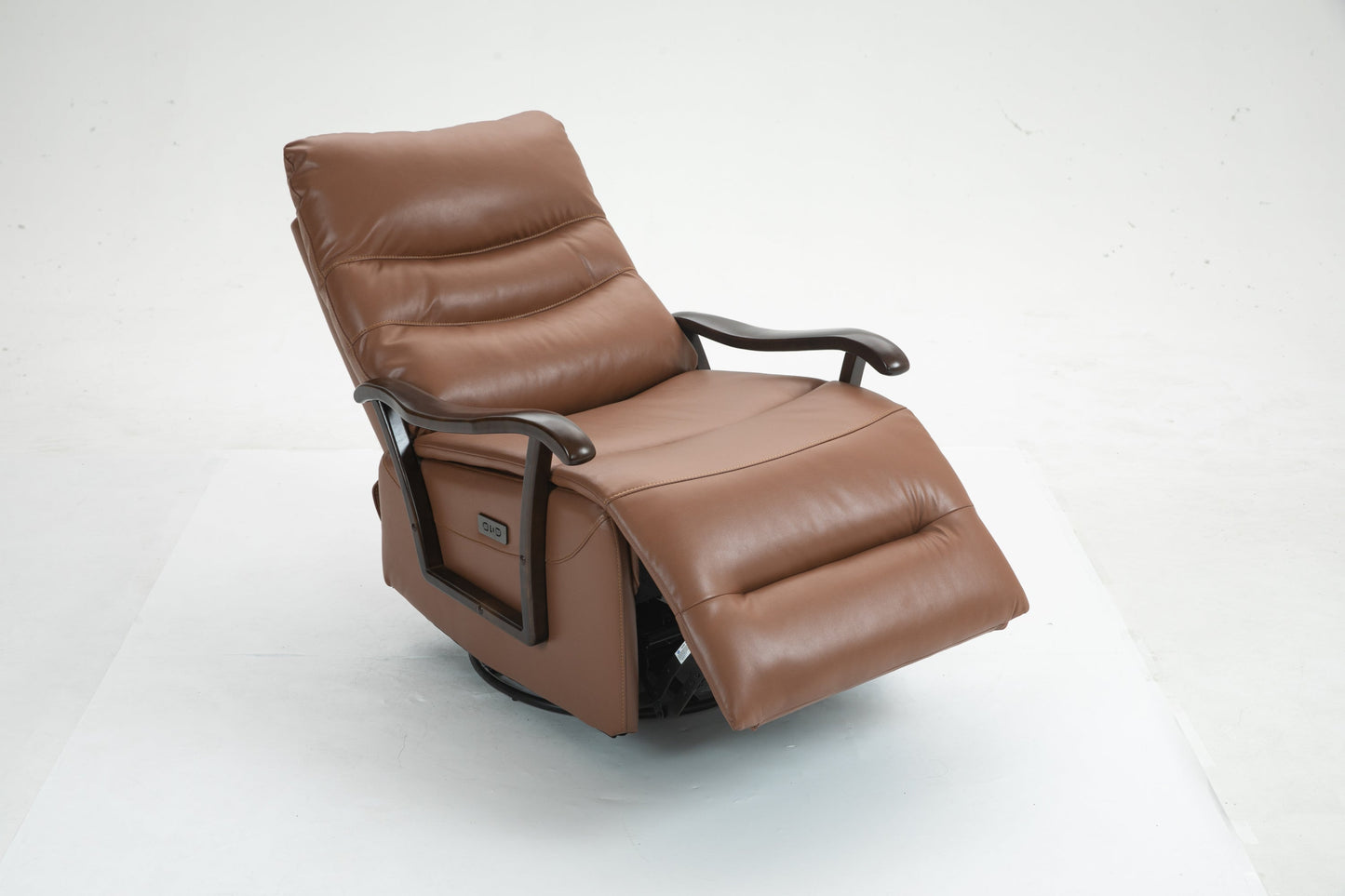 Priska PU Leather Power Rocker Recliner with Solid Wood Arms, Orange