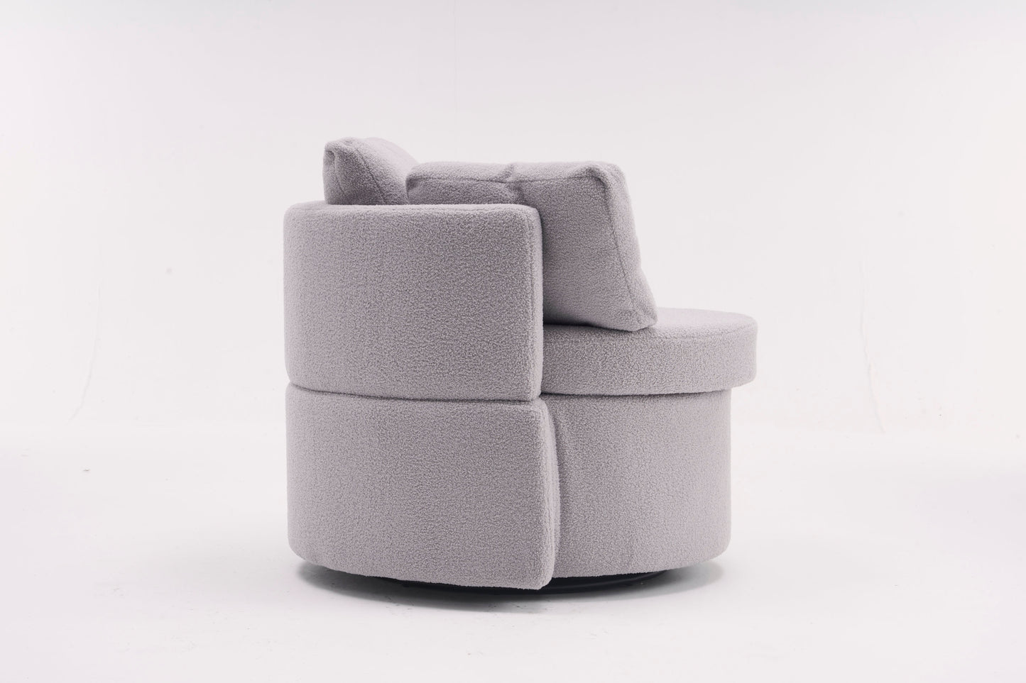 Tilly Teddy Fabric Akili Swivel Chair with Storage - Gray