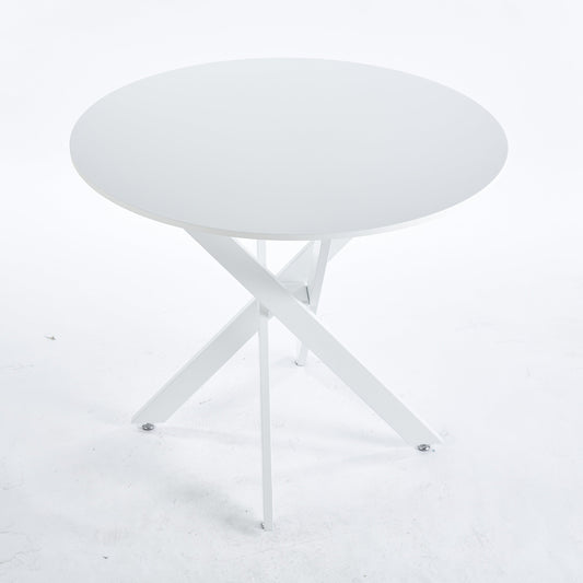 Joliette 35" Round Dining Table with Crossed Legs, White