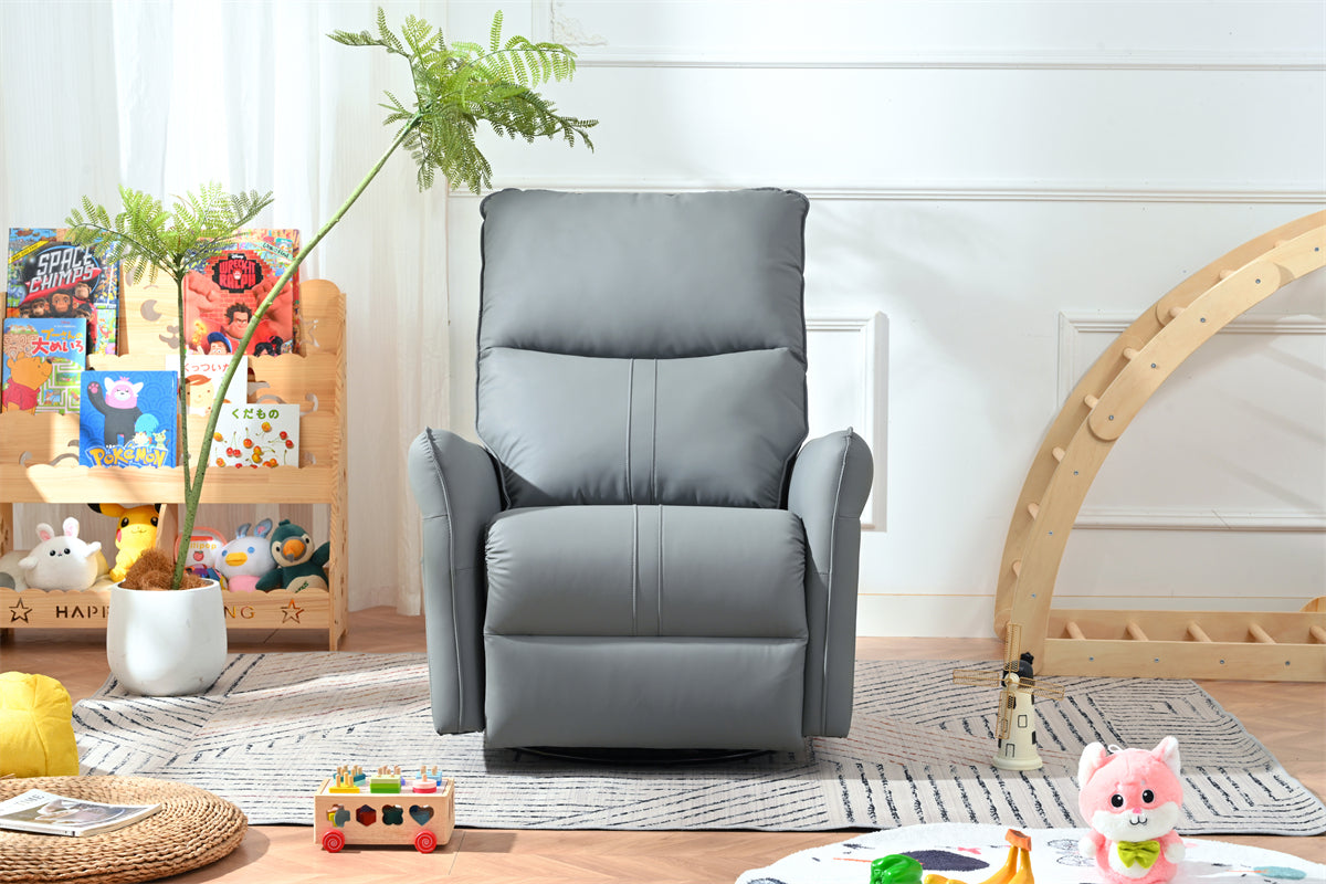 Carls PU Leather Power Swivel Rocker Recliner, Gray