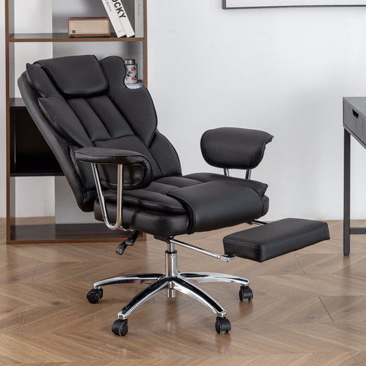 Marg Big & Tall PU Leather Executive Office Chair, Black