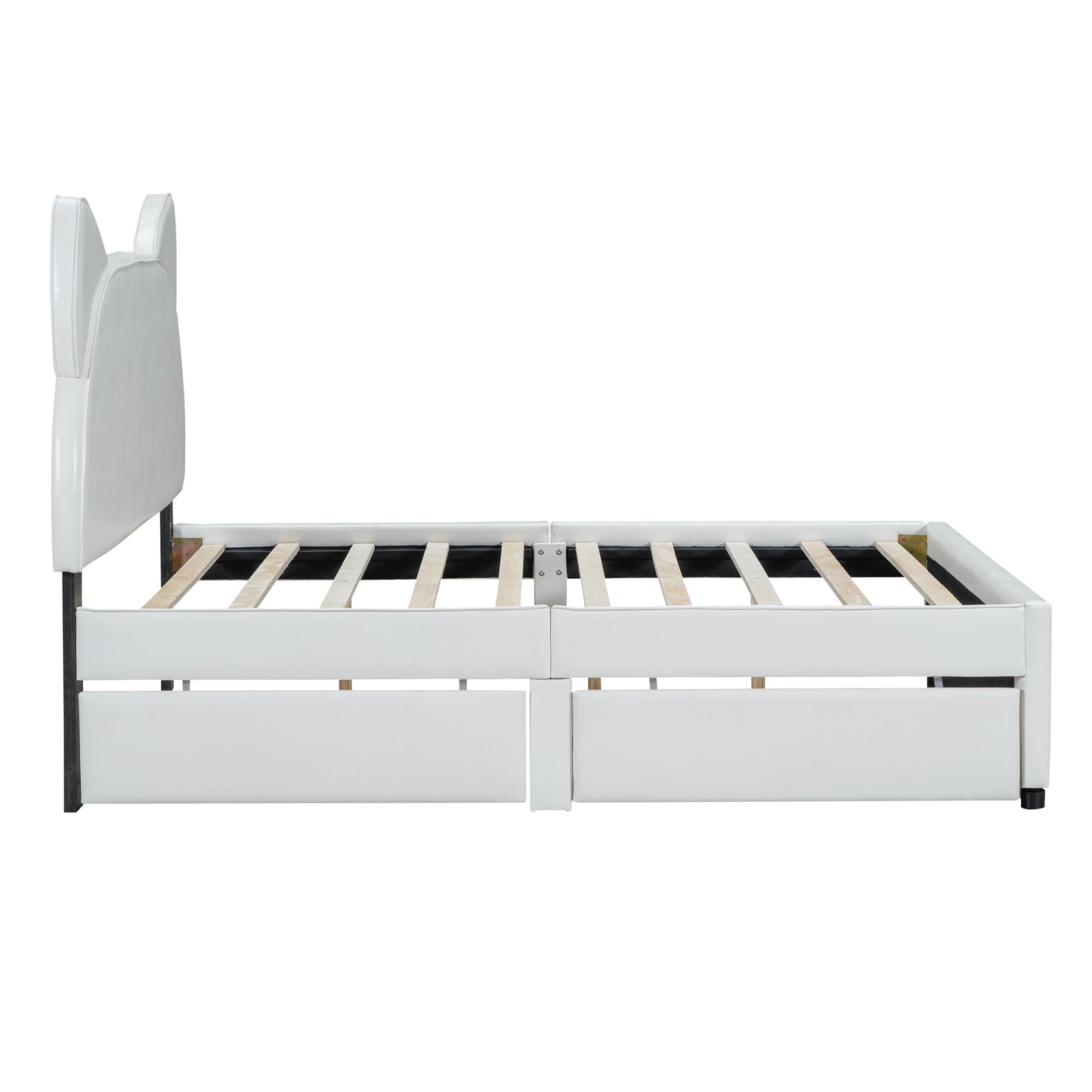 Brandy Full Size Platform Bed with Cartoon Ears - White