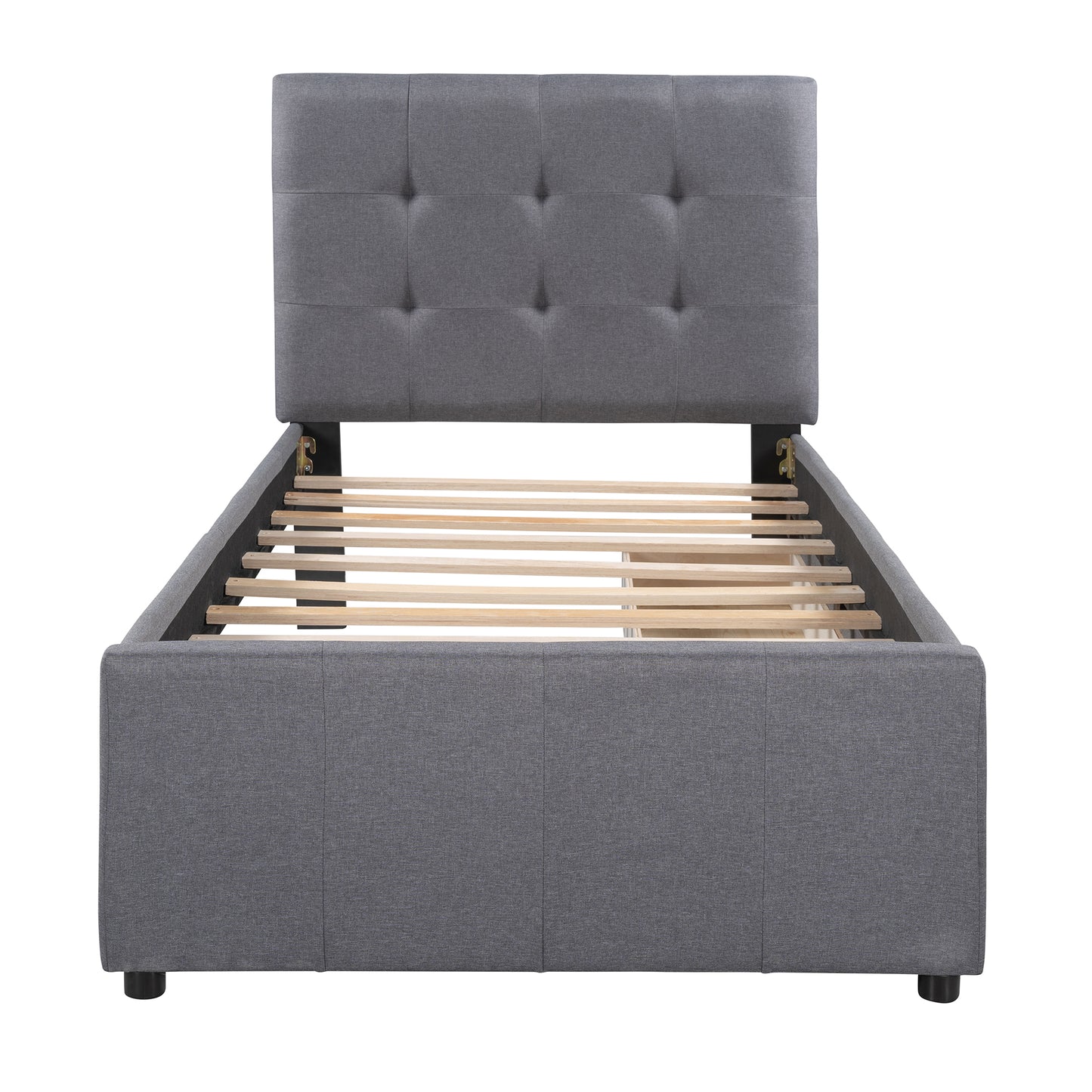 Linda Twin Platform Bed with 2 Storage Drawers - Gray