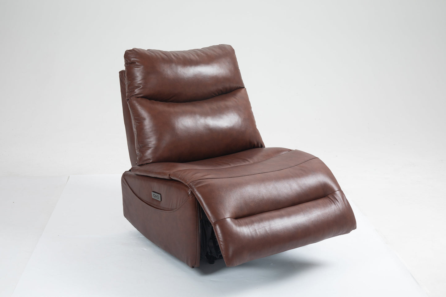 Renata Genuine Leather Armless Power Recliner, Brown