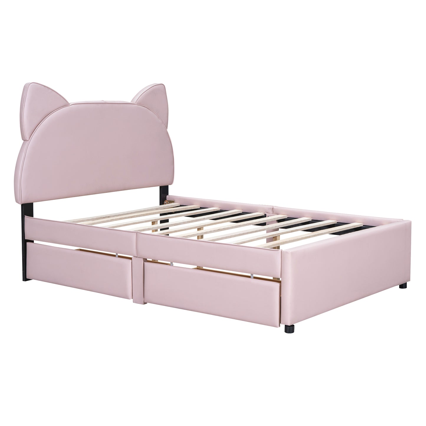 Brandy Full Size Platform Bed with Cartoon Ears - Pink