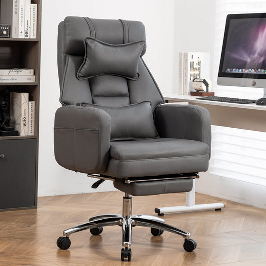 Laughton Tech Leather Ergonomic Office Chair, Gray