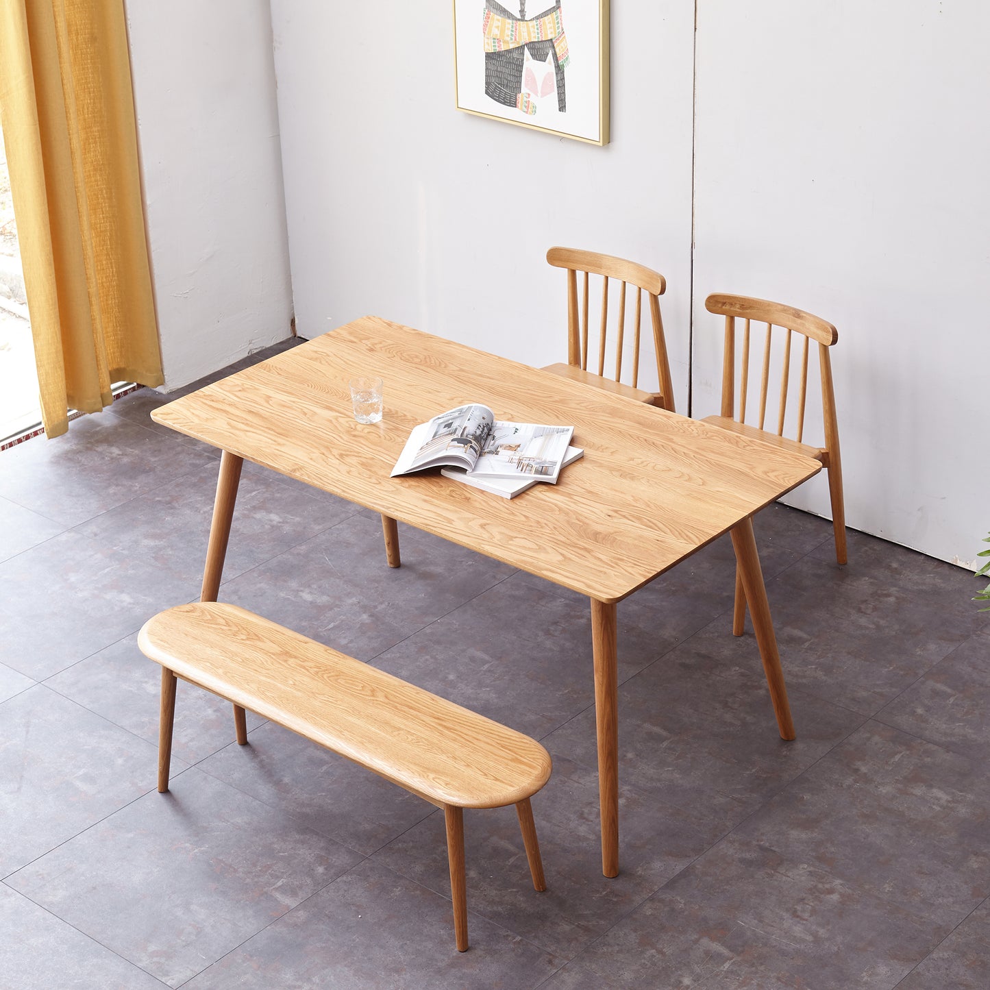 Dernel Solid Wood Bench in Natural Oak