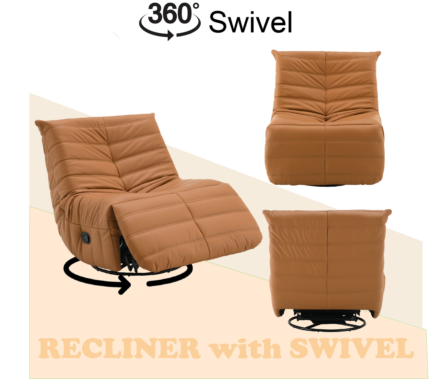 Talmon Orange Synthenic Leather Glider Recliner with Swivel