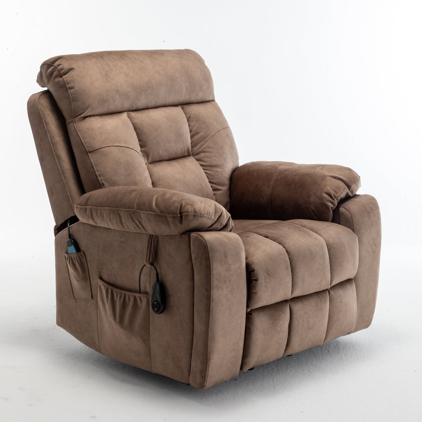 Ophira Velvet Power Lift Chair with Pocket, Antique Brown