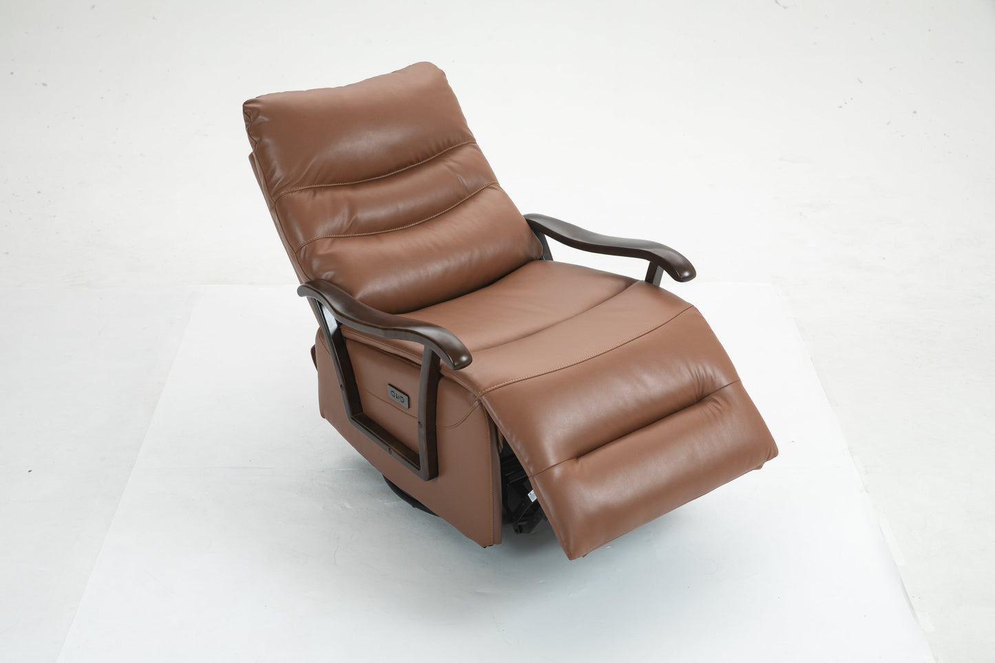 Priska PU Leather Power Rocker Recliner with Solid Wood Arms, Orange