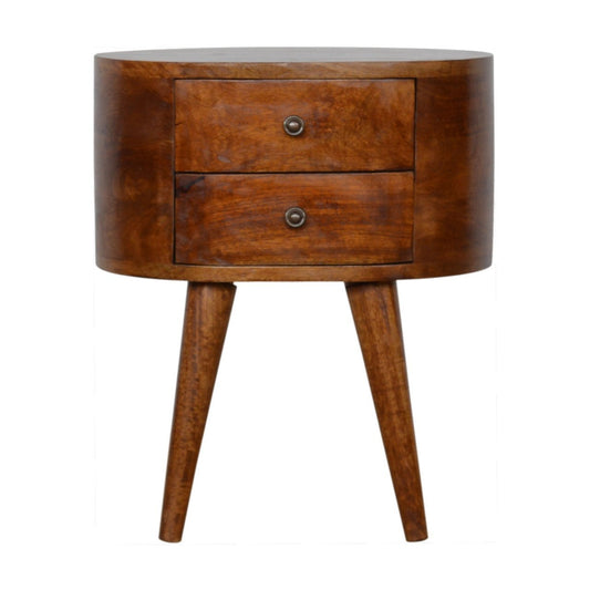 Herman Mid-Century Modern 2-Drawer Nightstand in Chestnut