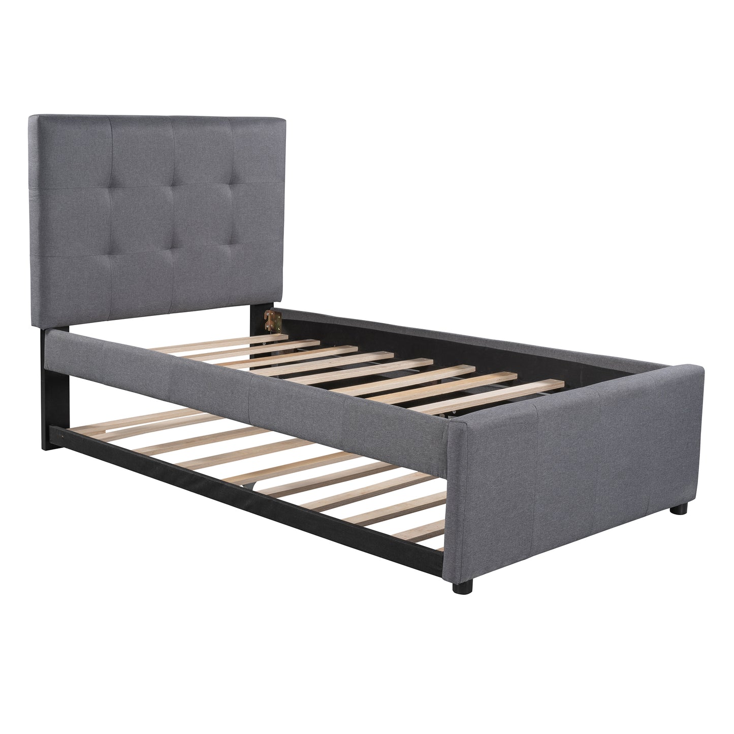 Linda Twin Platform Bed & Trundle Set - Gray