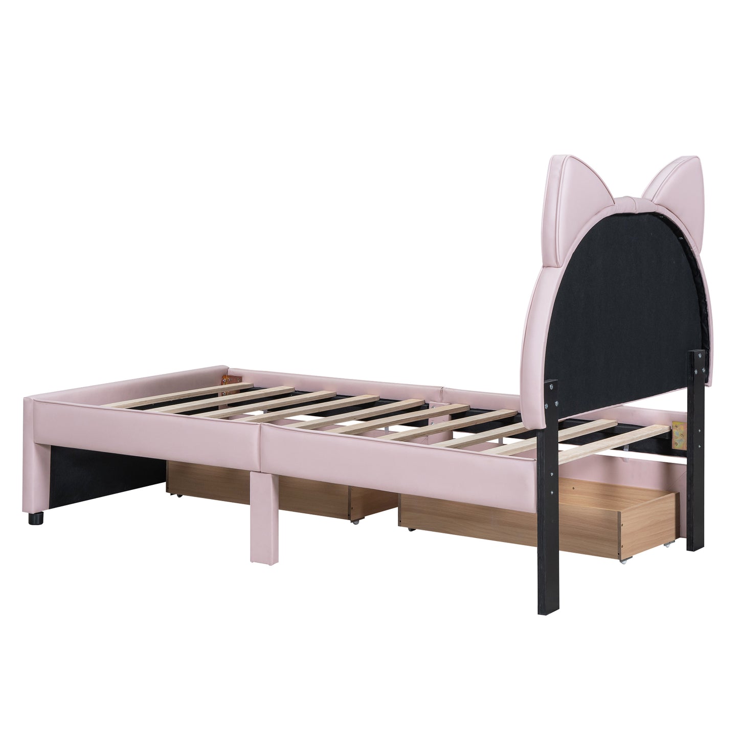 Brandy Twin Size Platform Bed with Cartoon Ears - Pink