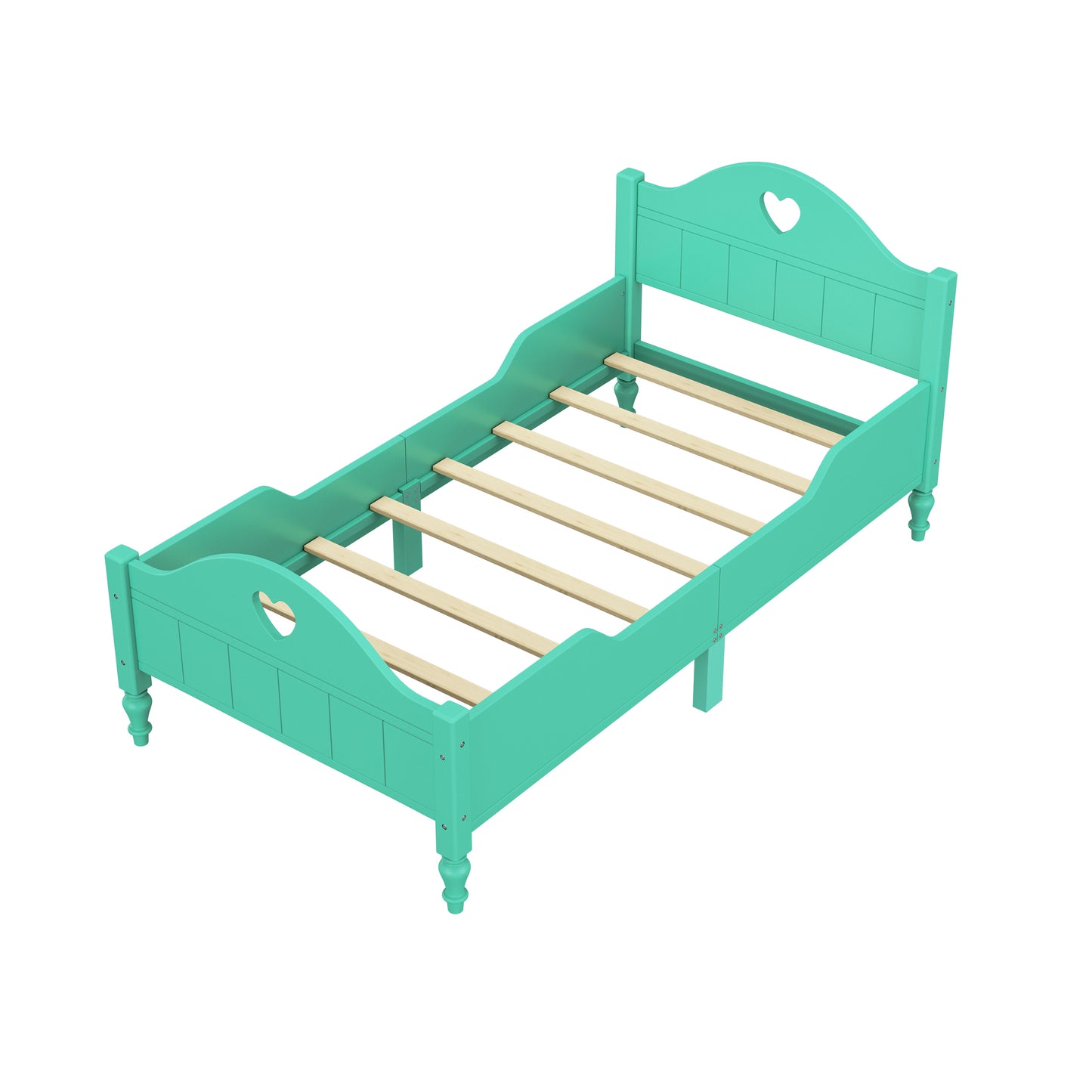 Macaron Twin Size Toddler Bed with Side Safety Rails - Seasoft Green