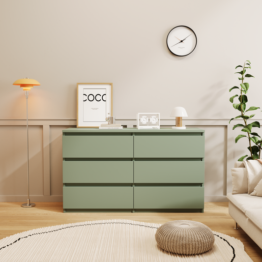 Princeton Modern 6-Drawer Dresser with Recessed Handles, Green