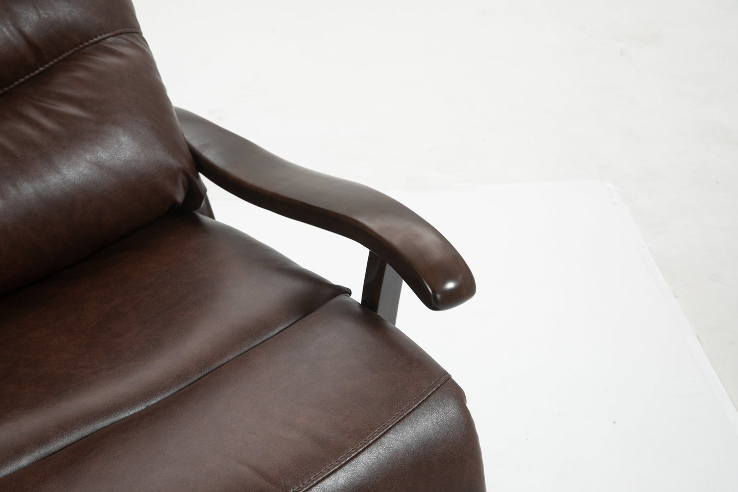 Priska PU Leather Power Rocker Recliner with Solid Wood Arms, Brown