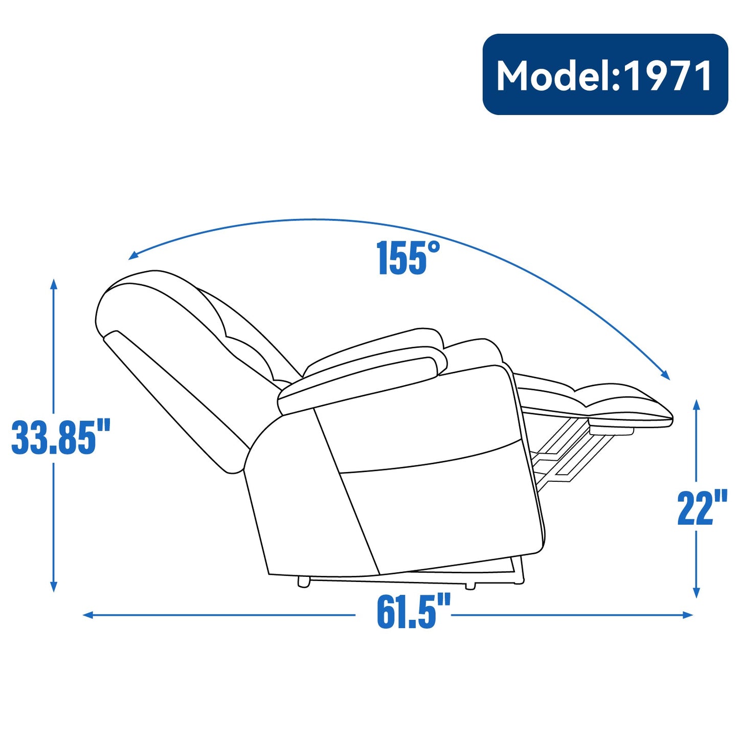 Otty Blue Chenille Power Lift Recliner with Heat & Massage